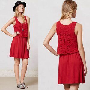 Anthropologie Lilka scoop-neck Crochet Dress in Geranium (size M)